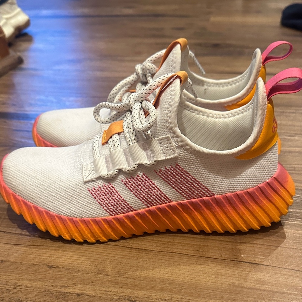 Adidas Kids White and Orange Sneakers